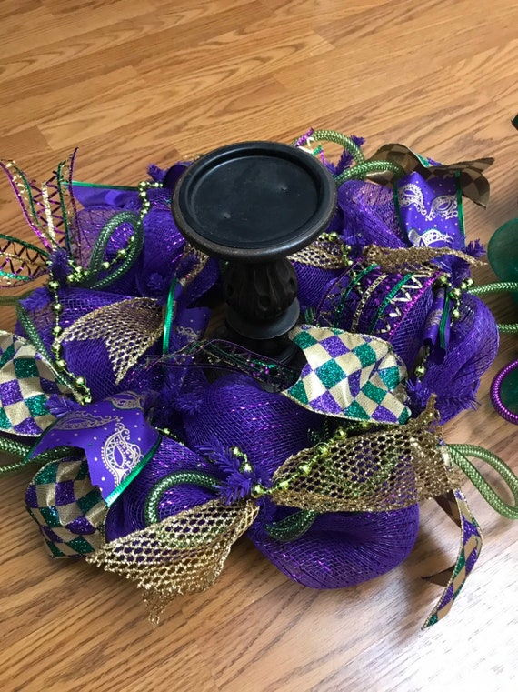 2020 Mardi Gras Centerpiece Or Mardi Gras Wreath Festive Etsy