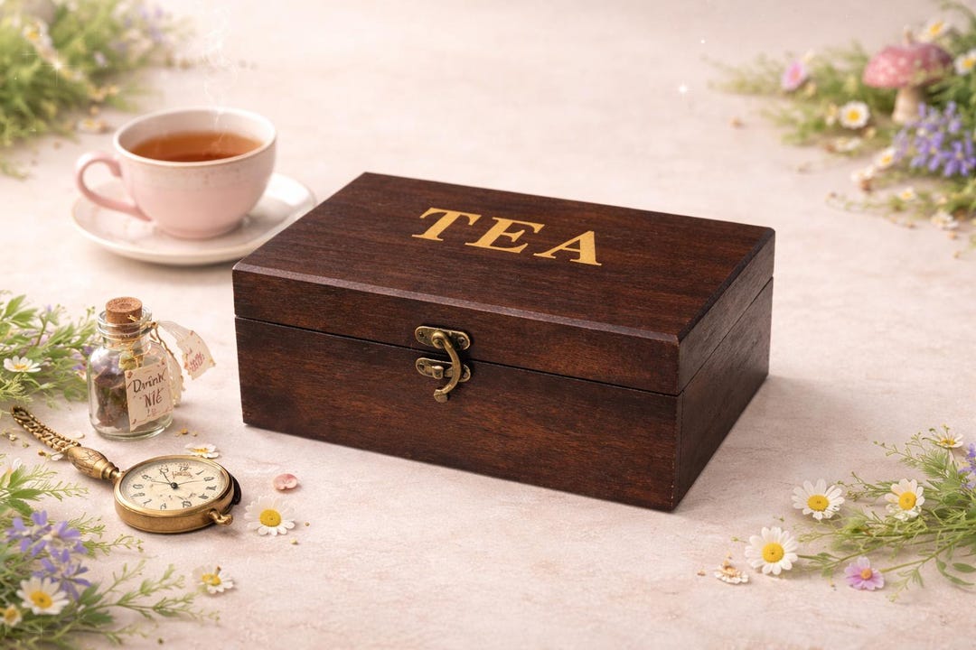 Tea Box Stack Rustic Wooden Tea Box Organizer – Tea Storage for Home Kitchen or ...