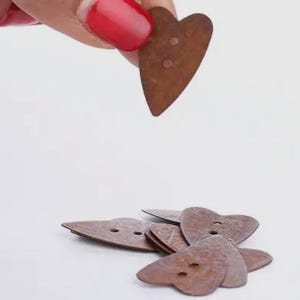 20 Rusty Tin Hearts , Craft Supplies, Button Hearts for Crafting, Small ...