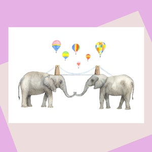 Clifton Suspension Bridge, A6 wenskaart, Elephant Bridge voor olifantenliefhebbers en Bristol UK! Plasticvrij verkrijgbaar, door Laura Robertson
