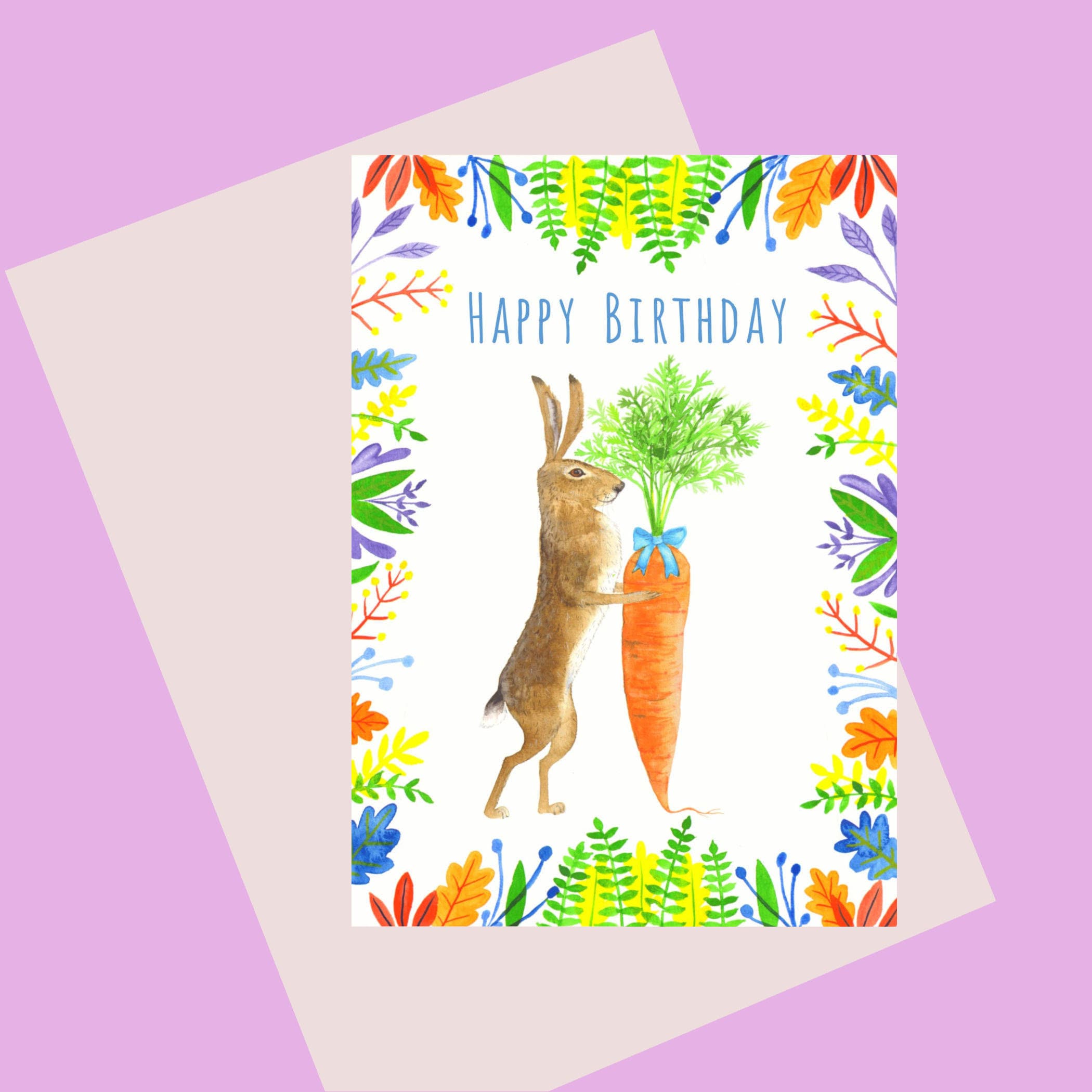 Lapin et carotte, carte danniversaire A6 pour ceux qui aiment les lapins   amateurs de légumes Disponible sans plastique, par Laura Robertson - Etsy  France