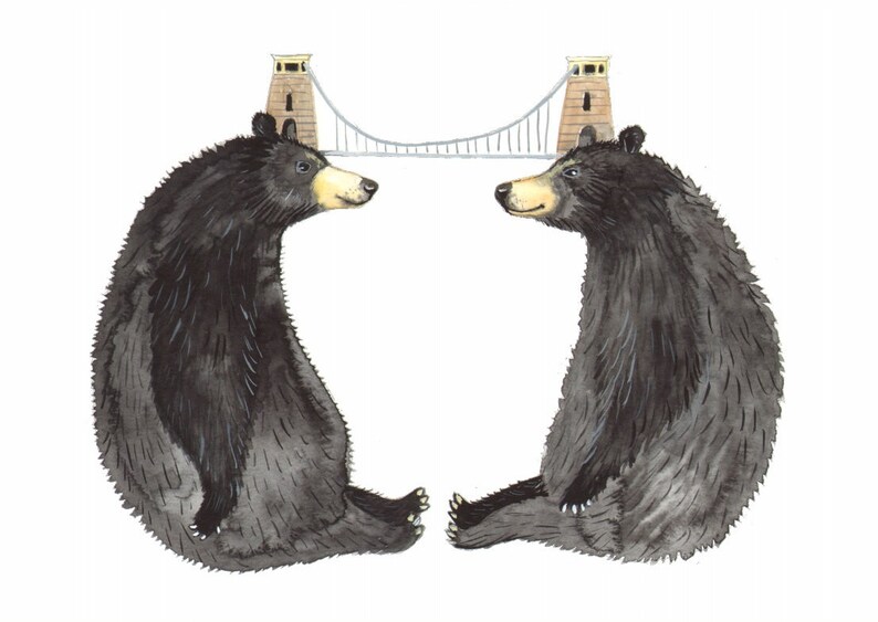 Clifton Suspension Bridge Bears A6 greetings Card for those Etsy