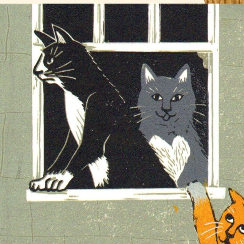 my tribute to Banksy and a purrfect gift for all cat lovers Cat Lovers Bristol Art or Valentine/'s gift a quality signed A5 giclee print