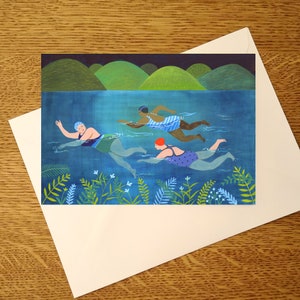 NEW TO SHOP: Wild Swimmin Wimmin, a beautiful A6 greetings card, for wild swimmers and for lovers of the great outdoors, Wild Mother's Day image 5