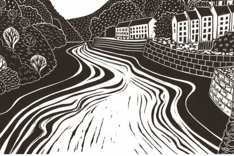 Clifton Suspension Bridge Bristol A6 greetings Card for Bristol lovers UK Available plastic free, From a lino print by Laura Robertson image 5