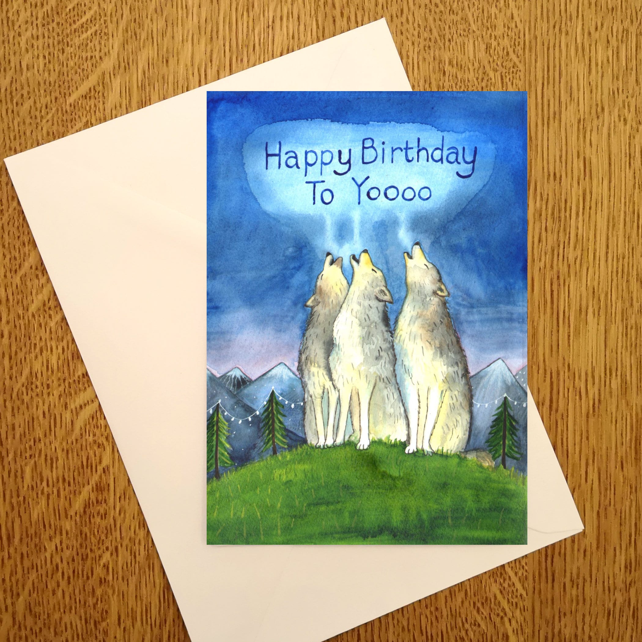 Tarjeta de cumpleaños de la manada de lobos: Lobos aullando en acuarela  (A6) - Etsy México, image size:2100x2100