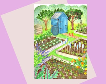 NEW TO SHOP - allotment A6 greetings card, the perfect card for any keen gardener, allotment owner or lovers of the vegetable patch!