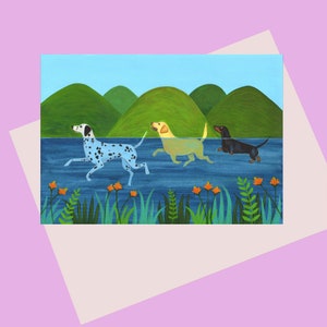 Peddel voor honden. Een kwaliteitskaart op A6-formaat voor hondenliefhebbers. Liefhebbers van teckel, dalmatiër en labrador. plasticvrij verkrijgbaar