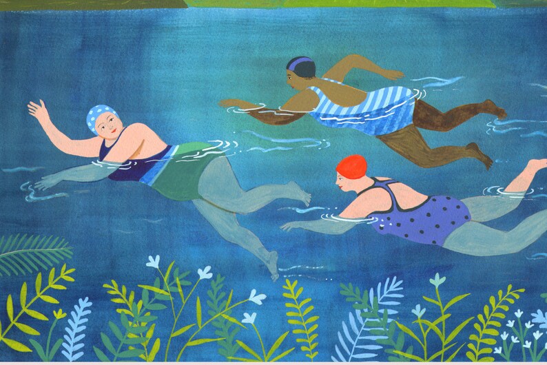 NEW TO SHOP: Wild Swimmin Wimmin, a beautiful A6 greetings card, for wild swimmers and for lovers of the great outdoors, Wild Mother's Day image 4