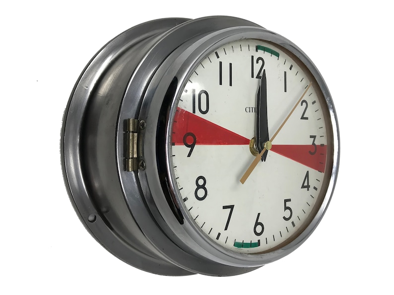 Vintage Clock Nautical Radioroom Citizen Polished Steel Etsy