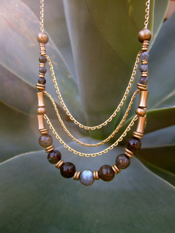 Brass Jewellert Brass Chain Necklace,labradorite Jewellery