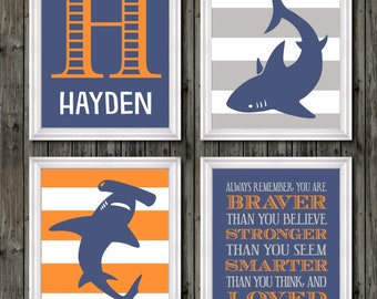 Shark Nursery Shark Nursery Art Shark Nursery Decor Boys Etsy