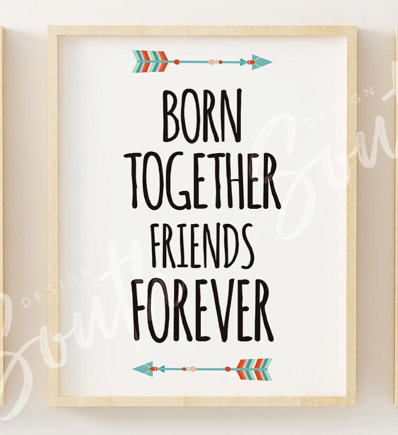 Born Together Friends Forever Twin Nursery Quote Nursery | Etsy