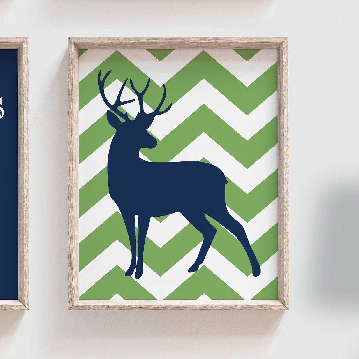 Deer nursery decor boys nursery decor navy blue and green Etsy