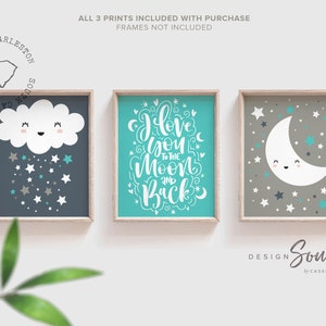 moon and stars nursery wall art