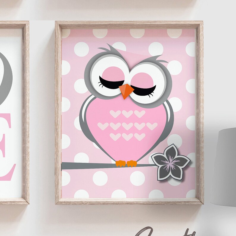 Owl Nursery Decor Baby Girls Owl Nursery Wall Art Nursery Etsy