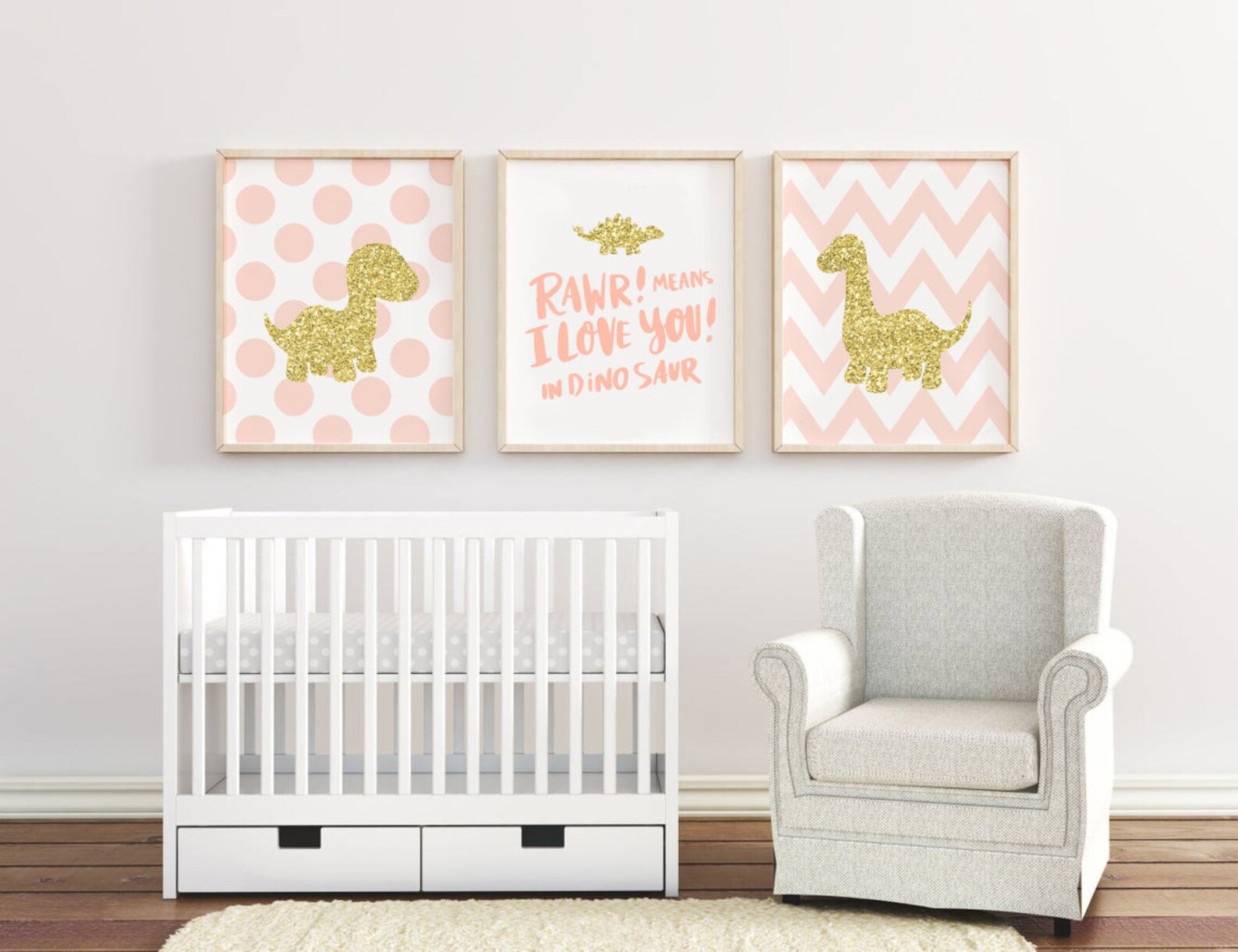 Baby girl dinosaur nursery baby shower girl dinosaurs blush Etsy