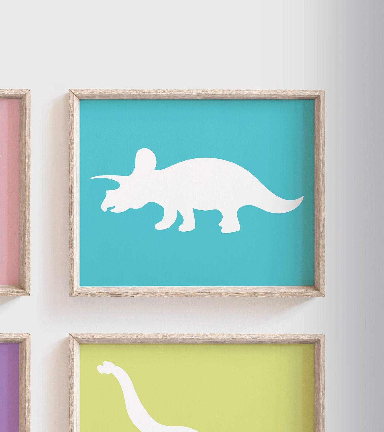 Baby Girl Dinosaur Wall Art Girls Dinosaur Nursery Wall Etsy