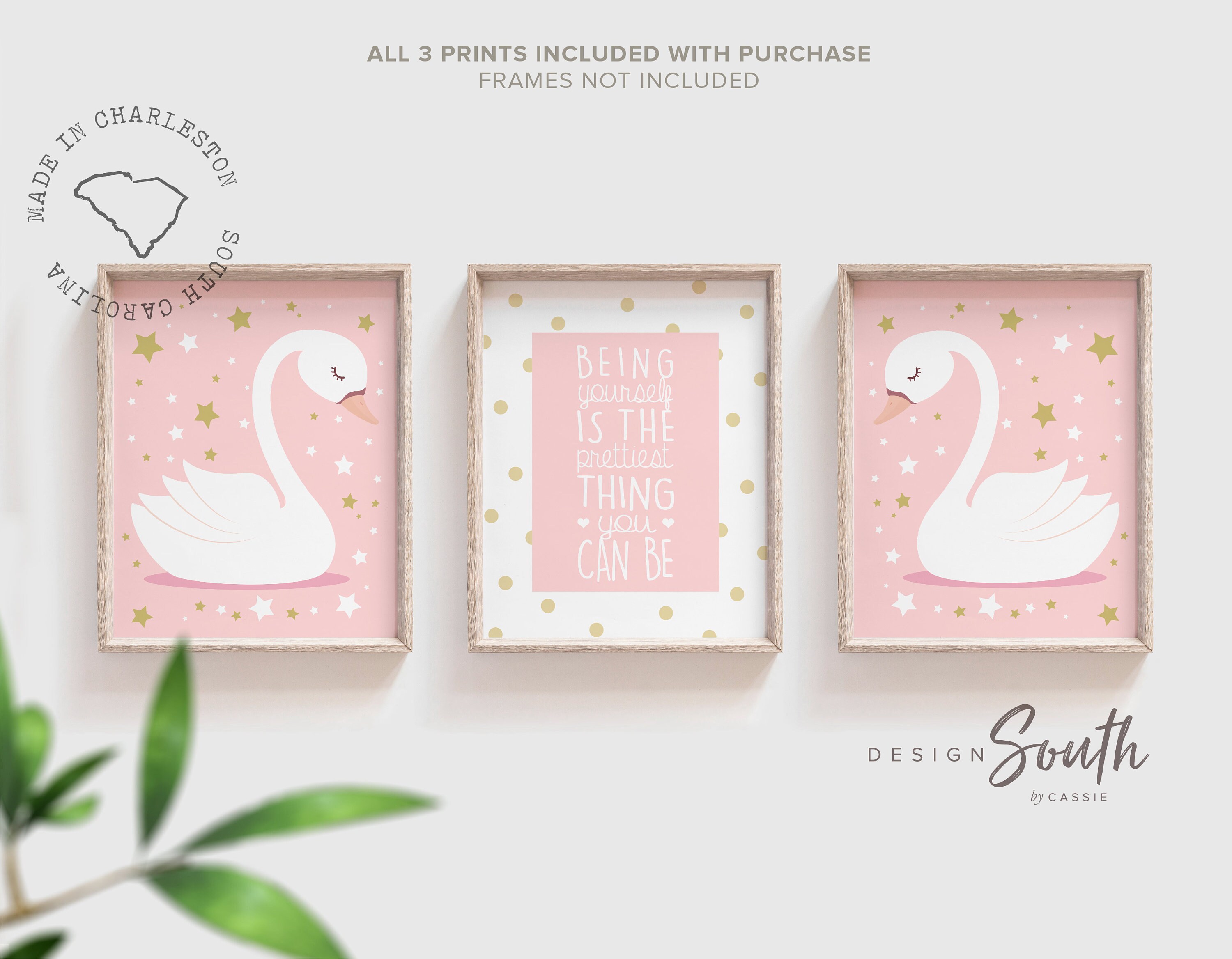 pink and gold nursery wall decor
