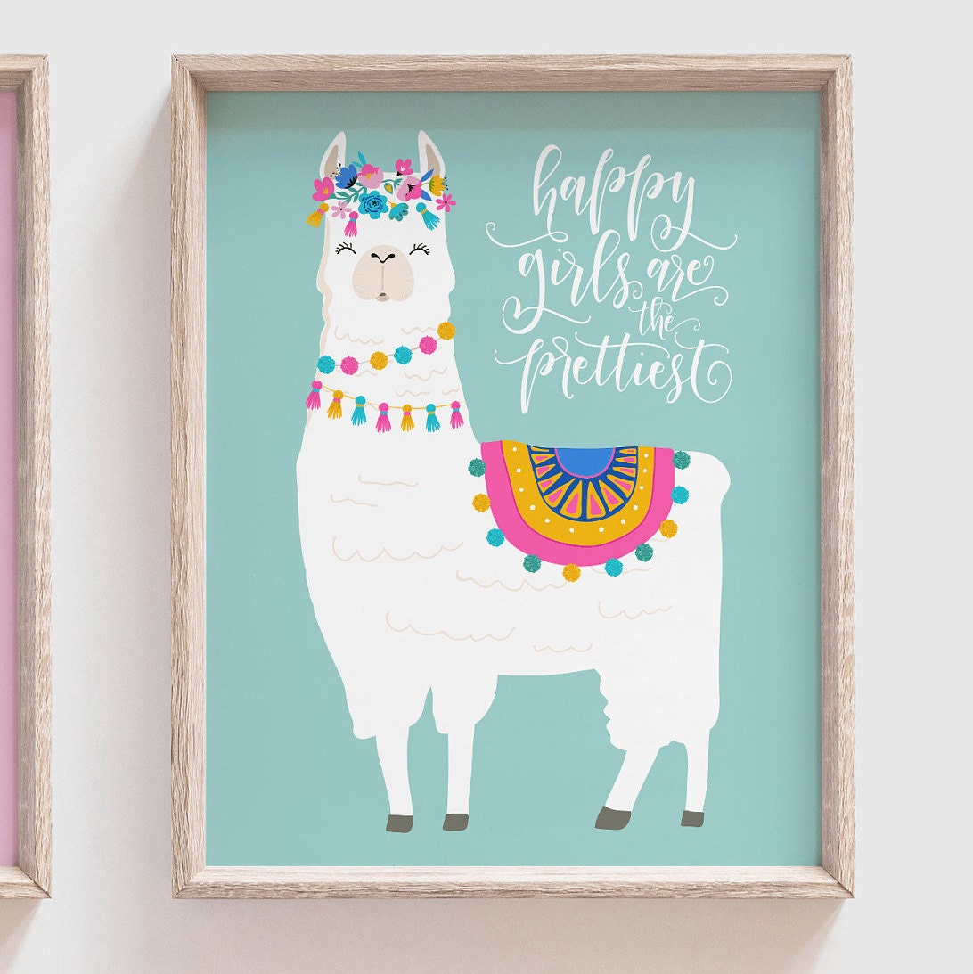 Llama gift girl, llama baby shower, personalized llama decor, nursery