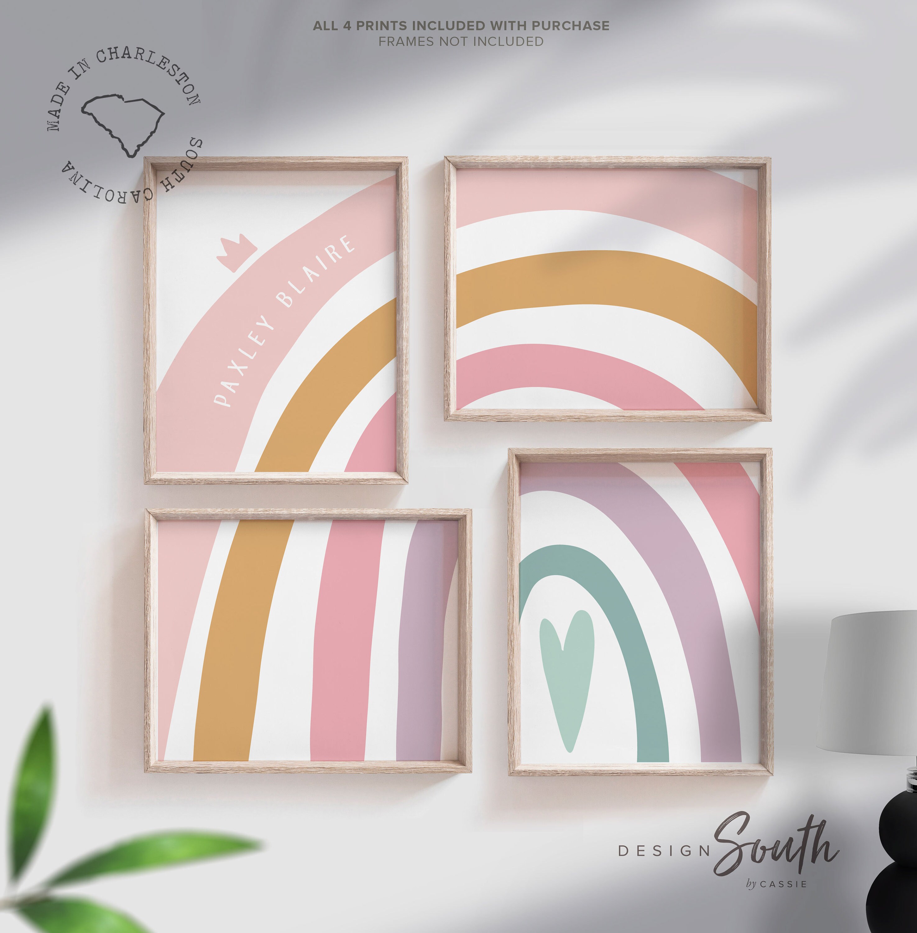 Rainbow nursery or bedroom baby girl wall art theme pastel Etsy