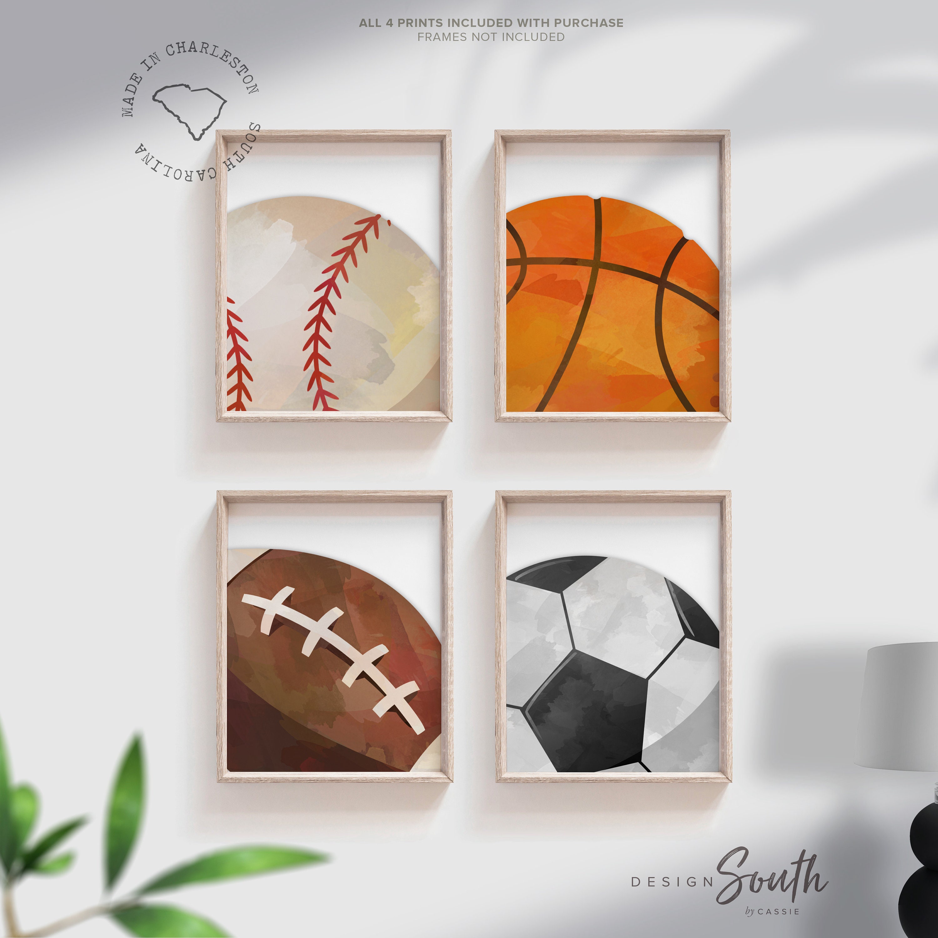 Boys Room Sports Decor Basketball Baseball Football Soccer Wall Art Posters Athletic Kid Room Sports Theme Gift For Boy Nursery Sports