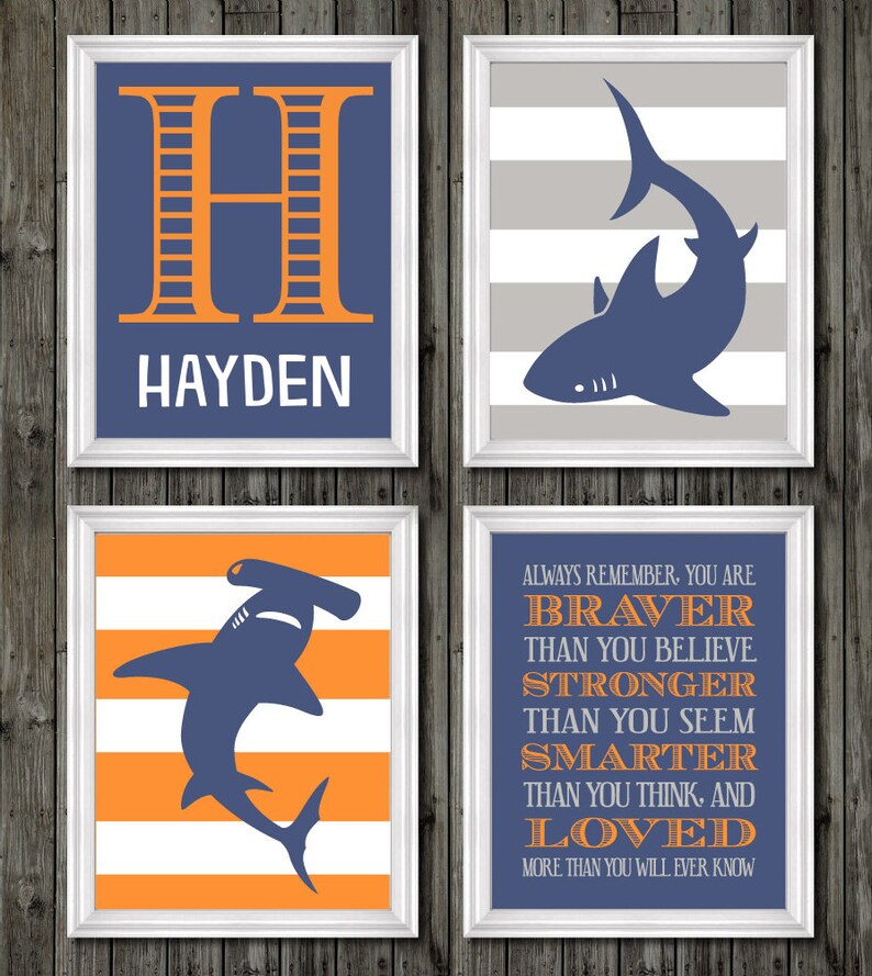Shark Nursery Art Baby Boy Nursery Art Shark Decor Nautical Nursery Shark Shark Wall Decor Shark Art Shark Bedroom Decor Boys Bedroom