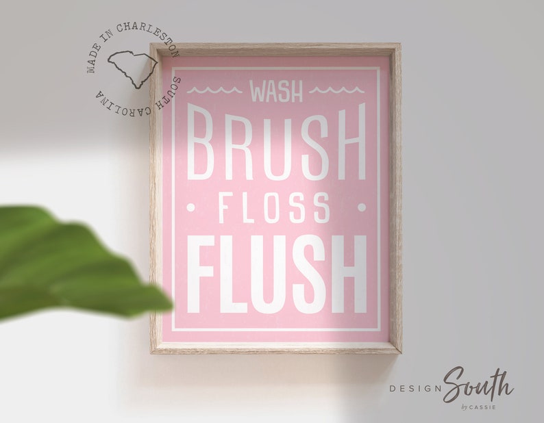Pink Bathroom Print for Girls Girls Bathroom Wall Decor Etsy