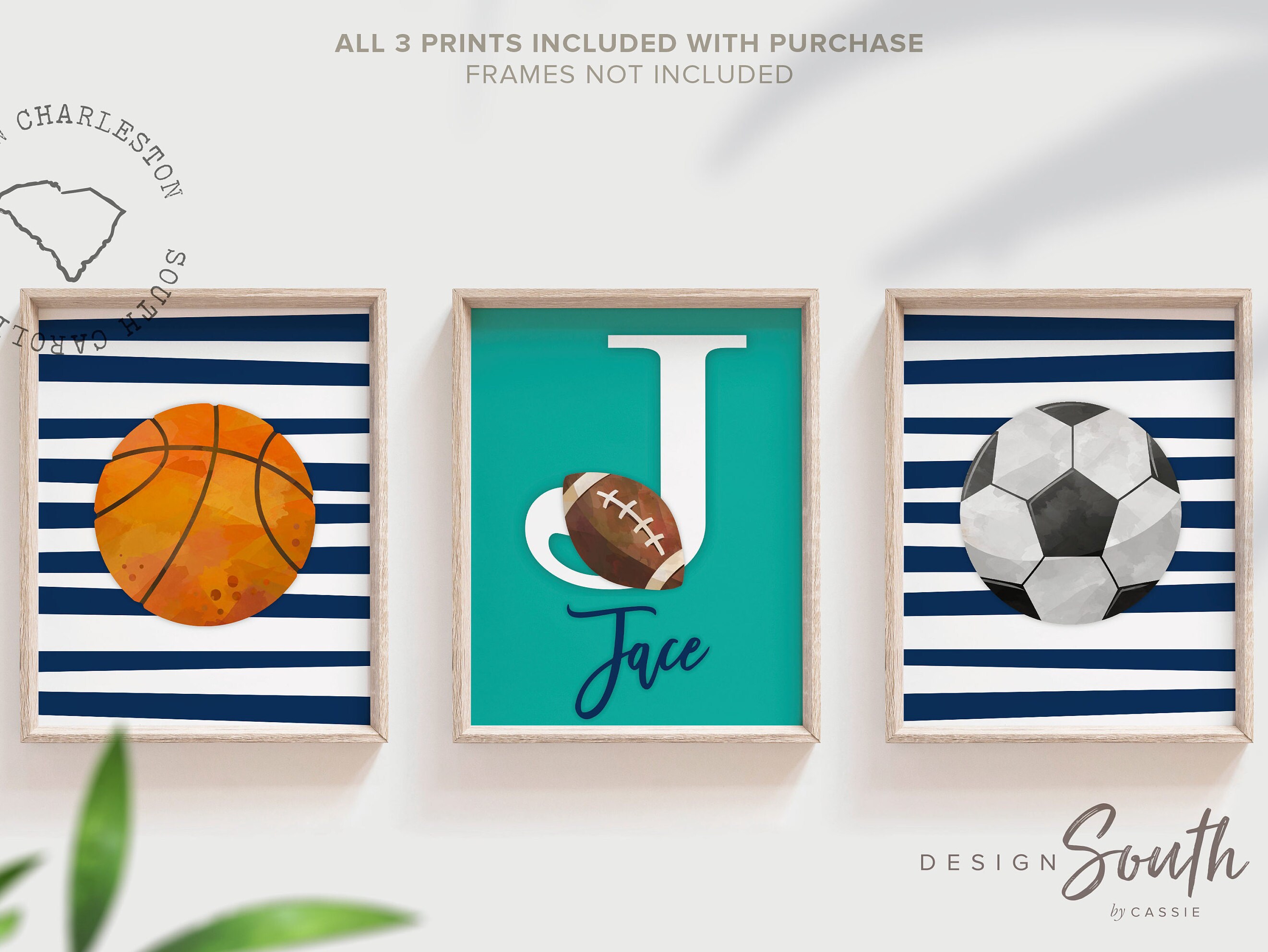 Sports wall prints for kid room, sports balls wall pictures, sports art personalized gift