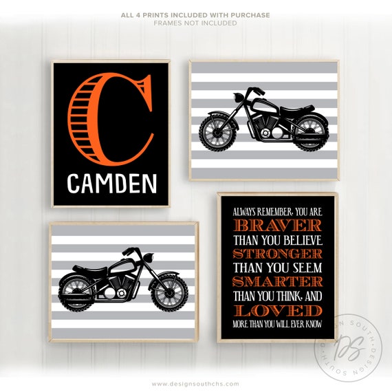 Harley Davidson Colors Baby Boys Name Motorcycle Room Decor Boys Bedroom Motorcycle Theme Decor Motorbike Boys Motorcycle Boys Nursery