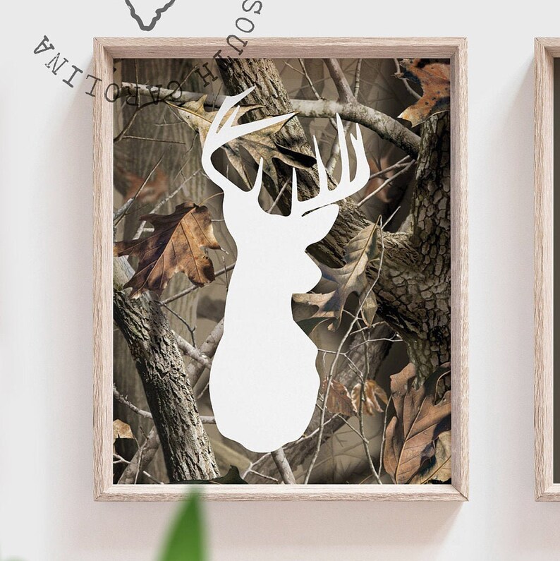 Deer Decor Eight Point Buck Deer Nursery Decor Camouflage Etsy