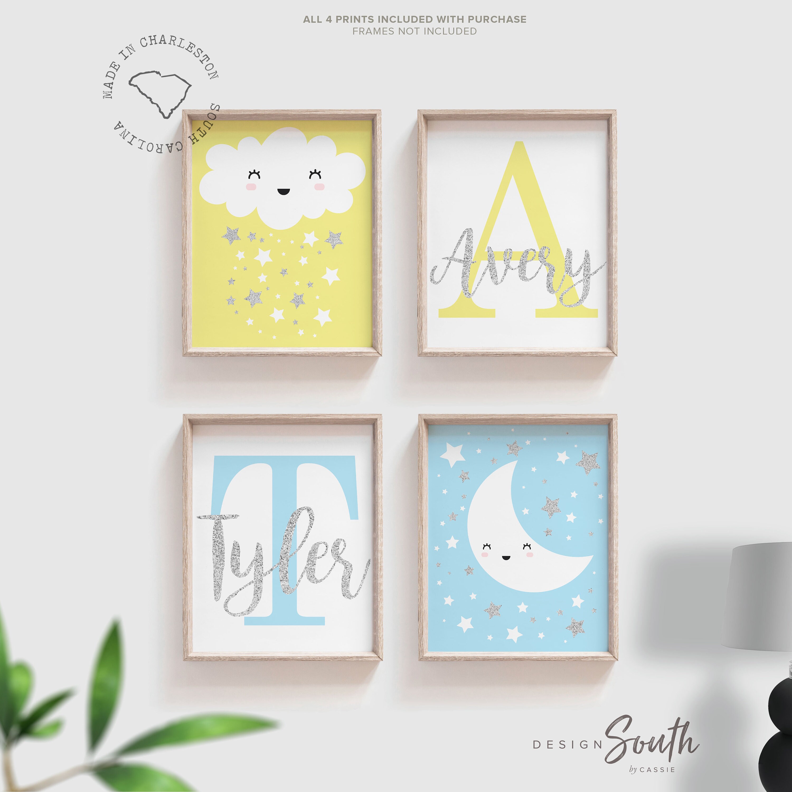 Yellow Blue Boy Girl Twin Wall Art Twin Nursery Art Twin Baby Art Art For Twins Wall Decor Twins Girl Boy Twin Nursery Boy Girl Twins