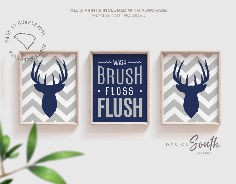Boys bathroom decor deer theme bathroom wash brush floss Etsy