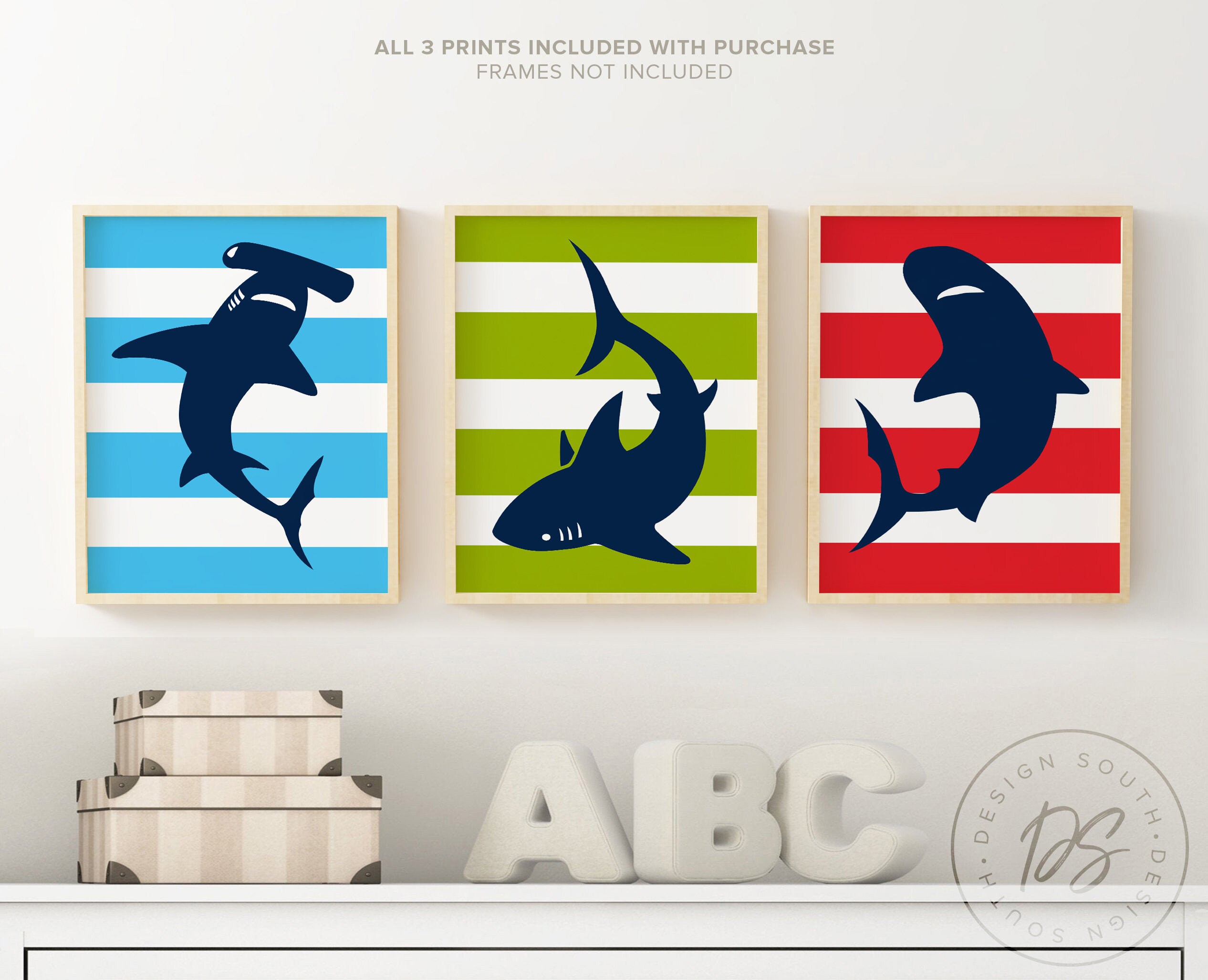 Kids Room Sharks Toddler Shark Room Shark Decor Boy Wall Art
