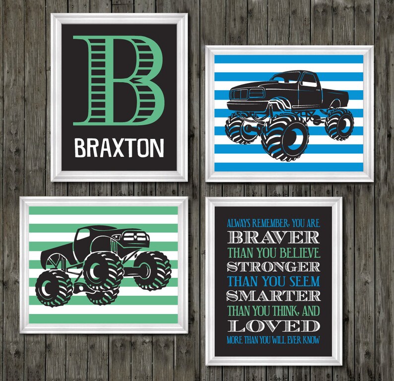 Monster Truck Wall Personalized Name For Boys Room Decor Etsy