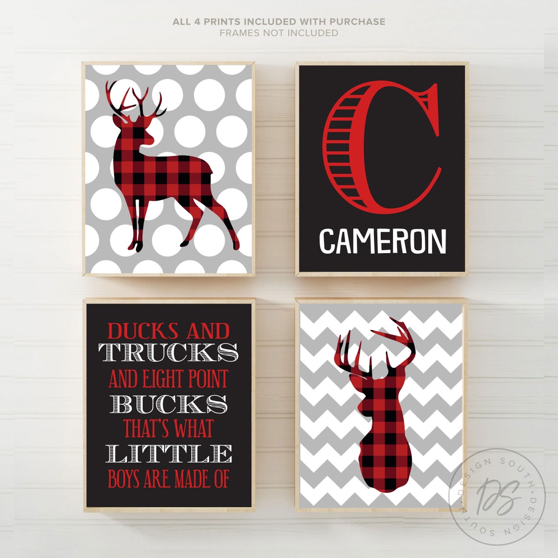 Lumberjack Wall Art Deer Buffalo Plaid Decor Lumberjack Etsy
