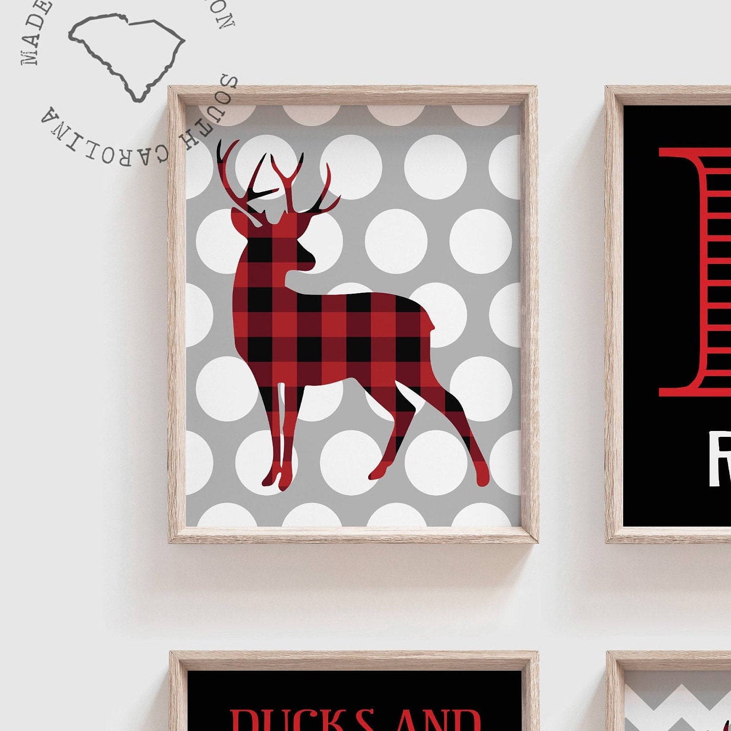 Lumberjack wall art deer, buffalo plaid decor, lumberjack ...