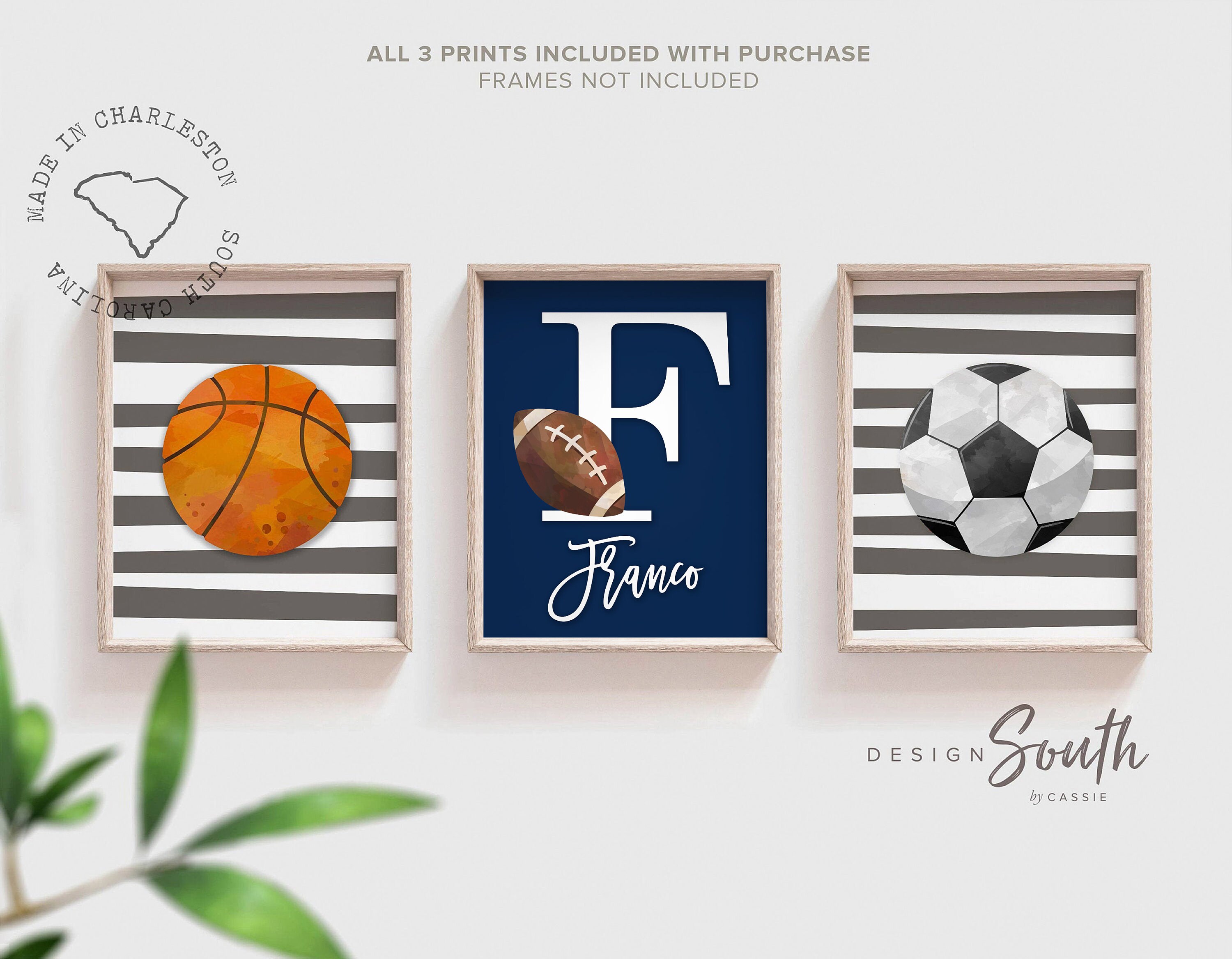 Sports Home Decor Boy Name Sports Poster Boy Room Sports Wall Art Little Boy Gift Artwork Wall Crib Sports Theme Basketball Soccer Ball