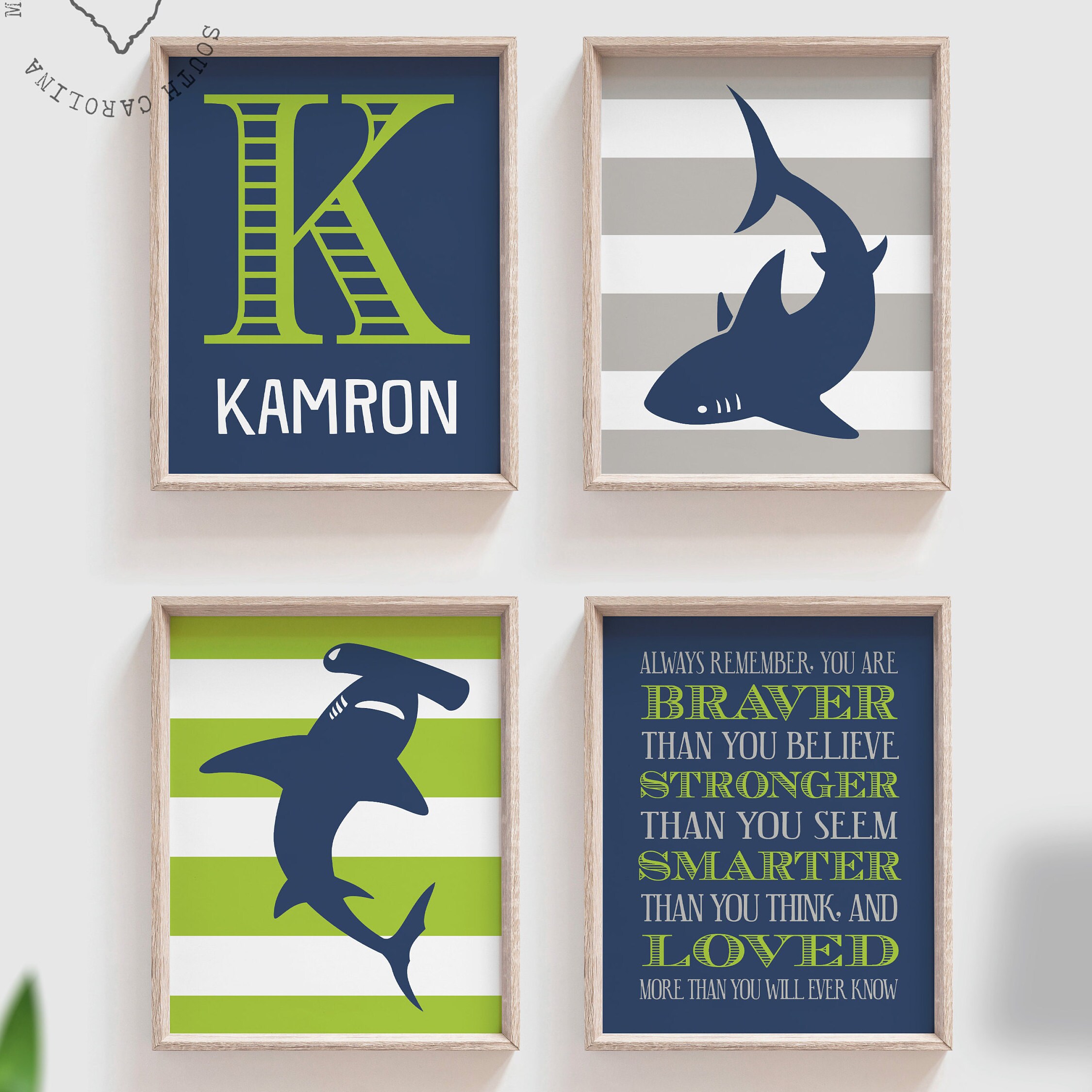 Shark Lime Shark Wall Art Shark Decor Shark Art Room Decor Shark Nursery Art Boys Shark Bedroom Bedroom Sharks Theme Boys Shark Decor
