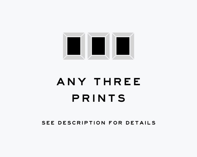 Any three prints, Design South, nursery prints, bedroom prints, bathroom prints, children, adults