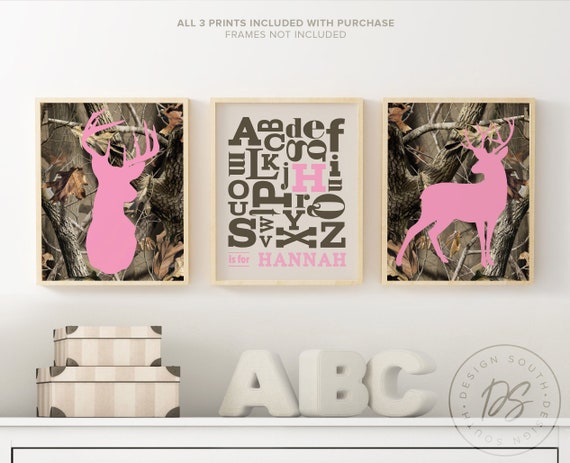 Girls Nursery Decor Pink Camo Nursery Decor Personalized Nursery Decor Deer Prints Girls Hunting Decor Camouflage Camo Decor For Girls