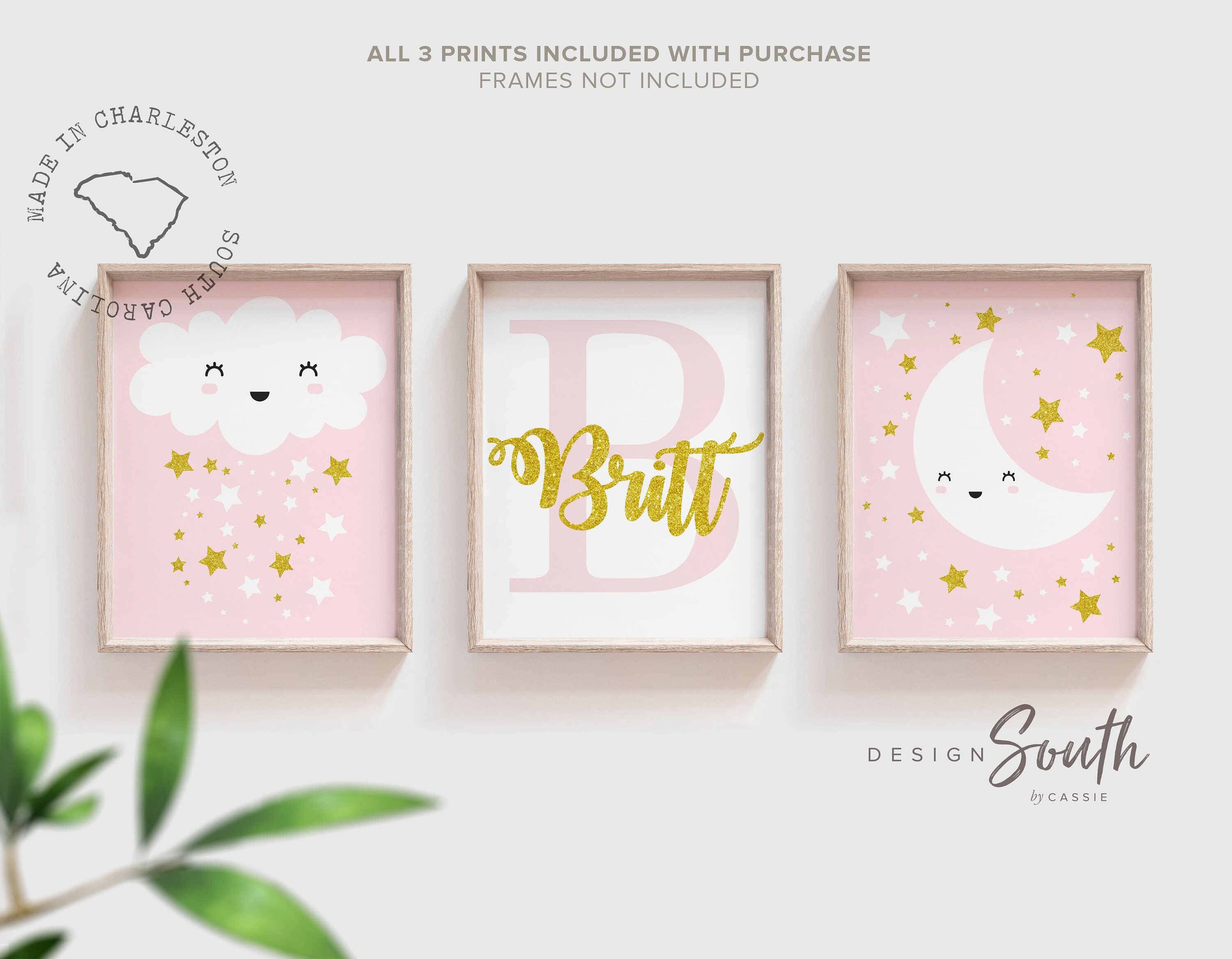 pink and gold nursery wall decor