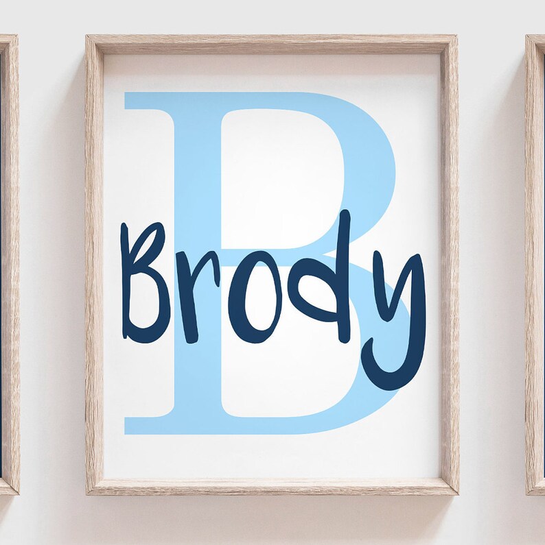 Baby Blue and Navy Boys Nursery Monogram Customized Name Etsy