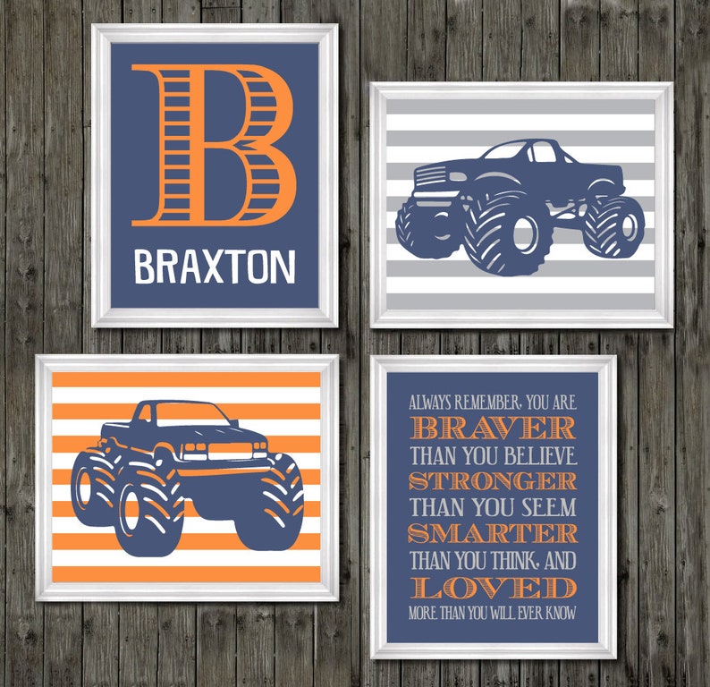 Monster Truck Wall Personalized Name For Boys Room Decor Etsy