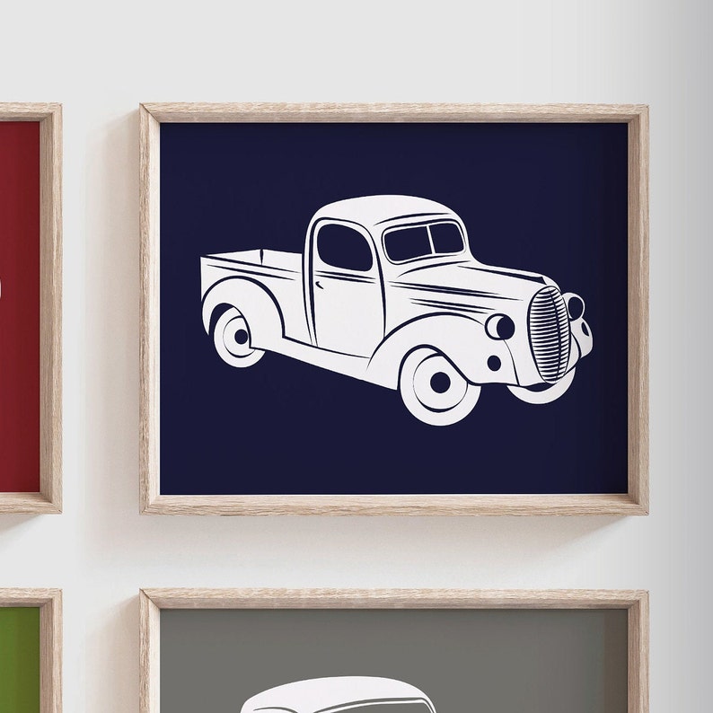 Vintage Cars and Trucks Nursery Decor Boys Bedroom Wall Art Etsy