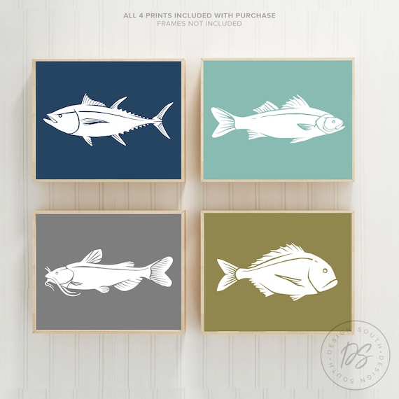 Boys Fishing Bedroom Wall Art Fish Decor For Boys Boys Fishing Theme Fish Prints Baby Boy Fisherman Fish Nursery Art Boys Fish Decor