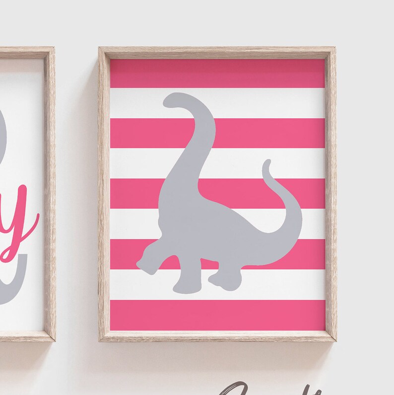 Girls pink dinosaur room pink gray girls dinosaur nursery Etsy