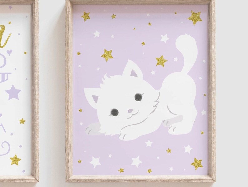 Kitty Cat Baby Girl Nursery Decor Nursery Wall Art Cute Kitty Etsy