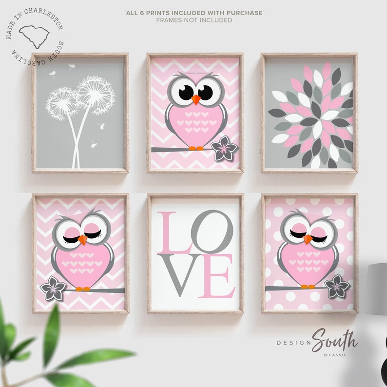 Owl Nursery Decor Baby Girls Owl Nursery Wall Art Nursery Etsy