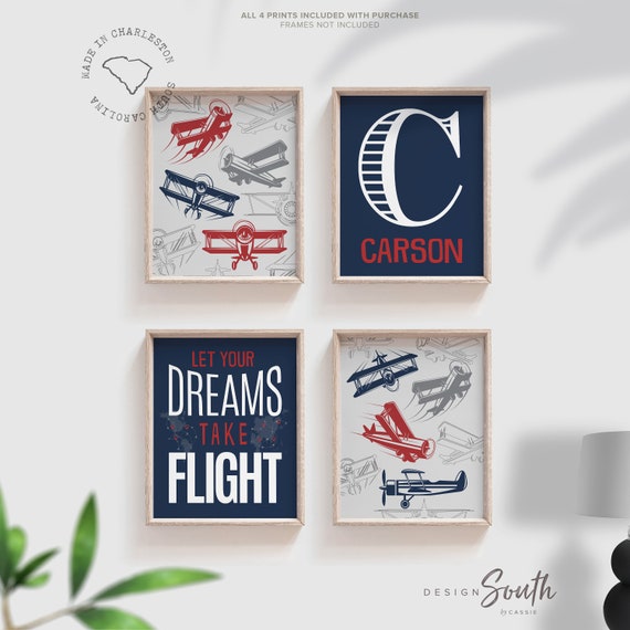let your dreams take flight boys nursery decor boys Vintage airplanes ...